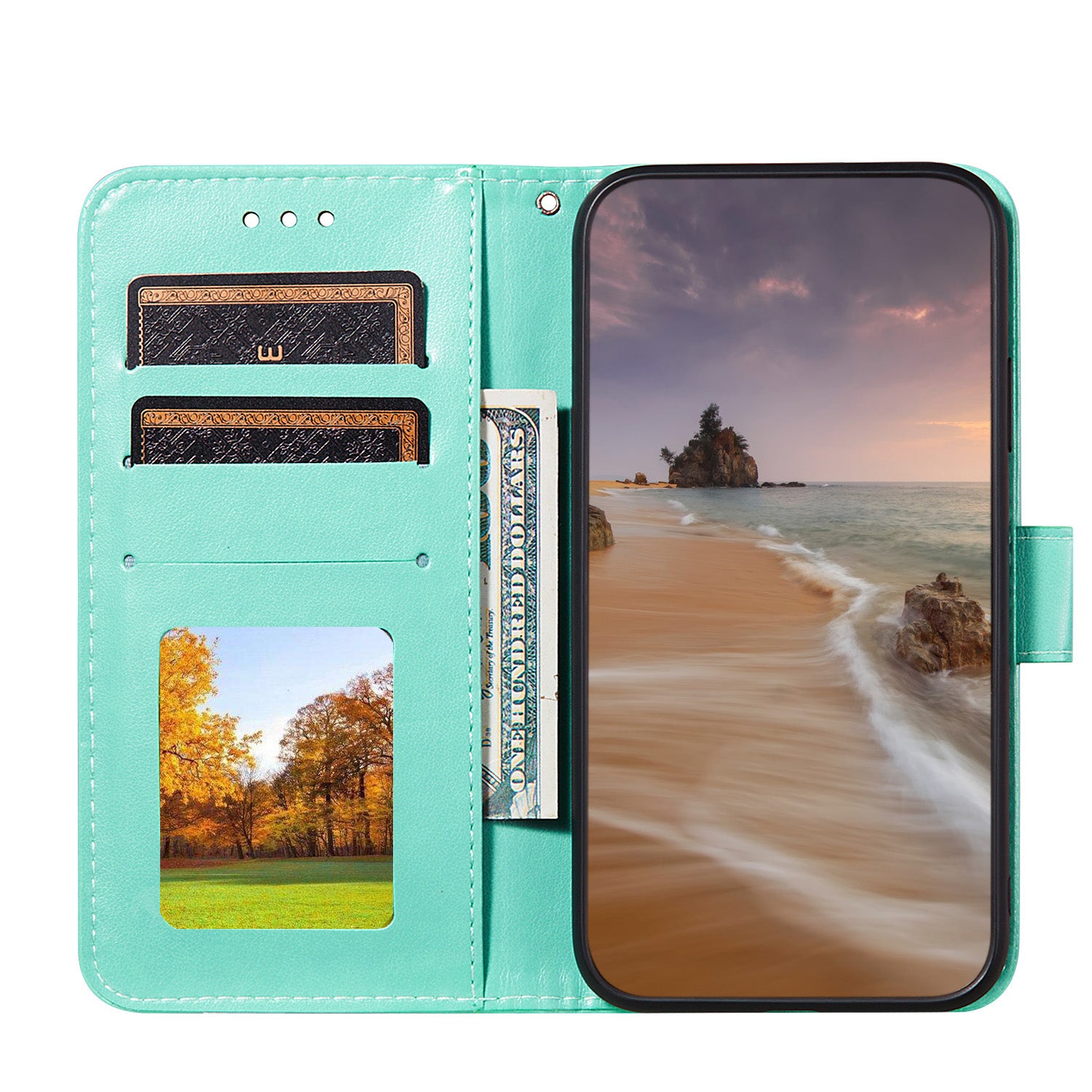 Dual-sided Magnetic Clasp Leather Wallet Stand Phone Case Shell for Samsung Galaxy S20 FE 4G/FE 5G/S20 Lite/S20 FE 2022  -  Green