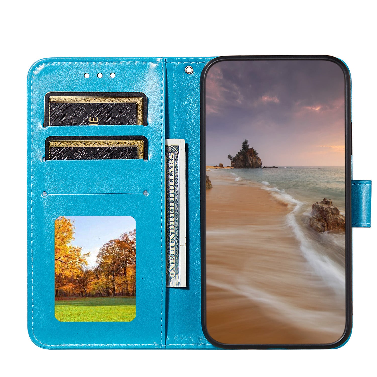 Dual-sided Magnetic Clasp Leather Wallet Stand Phone Case Shell for Samsung Galaxy S20 FE 4G/FE 5G/S20 Lite/S20 FE 2022  -  Blue