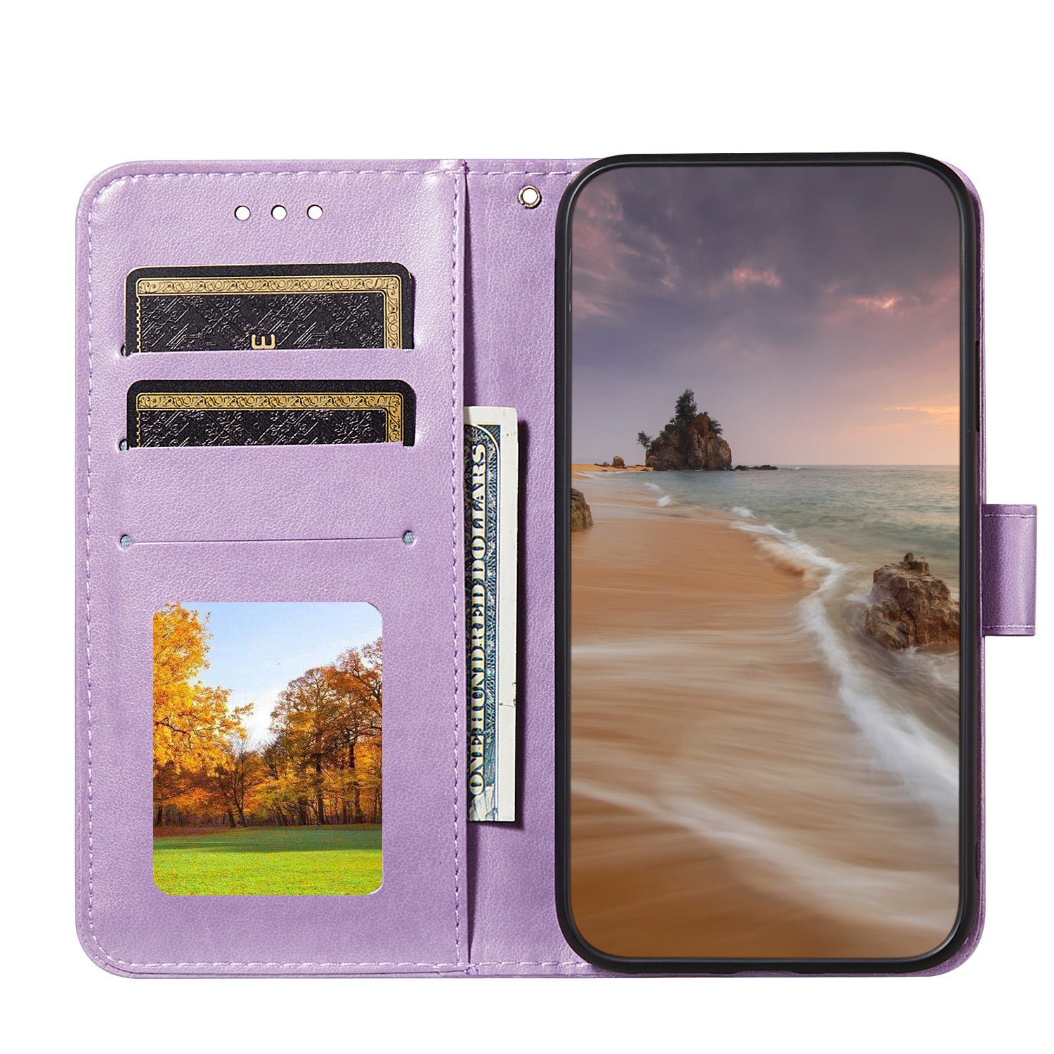 Dual-sided Magnetic Clasp Leather Wallet Stand Phone Case Shell for Samsung Galaxy S20 FE 4G/FE 5G/S20 Lite/S20 FE 2022  -  Purple