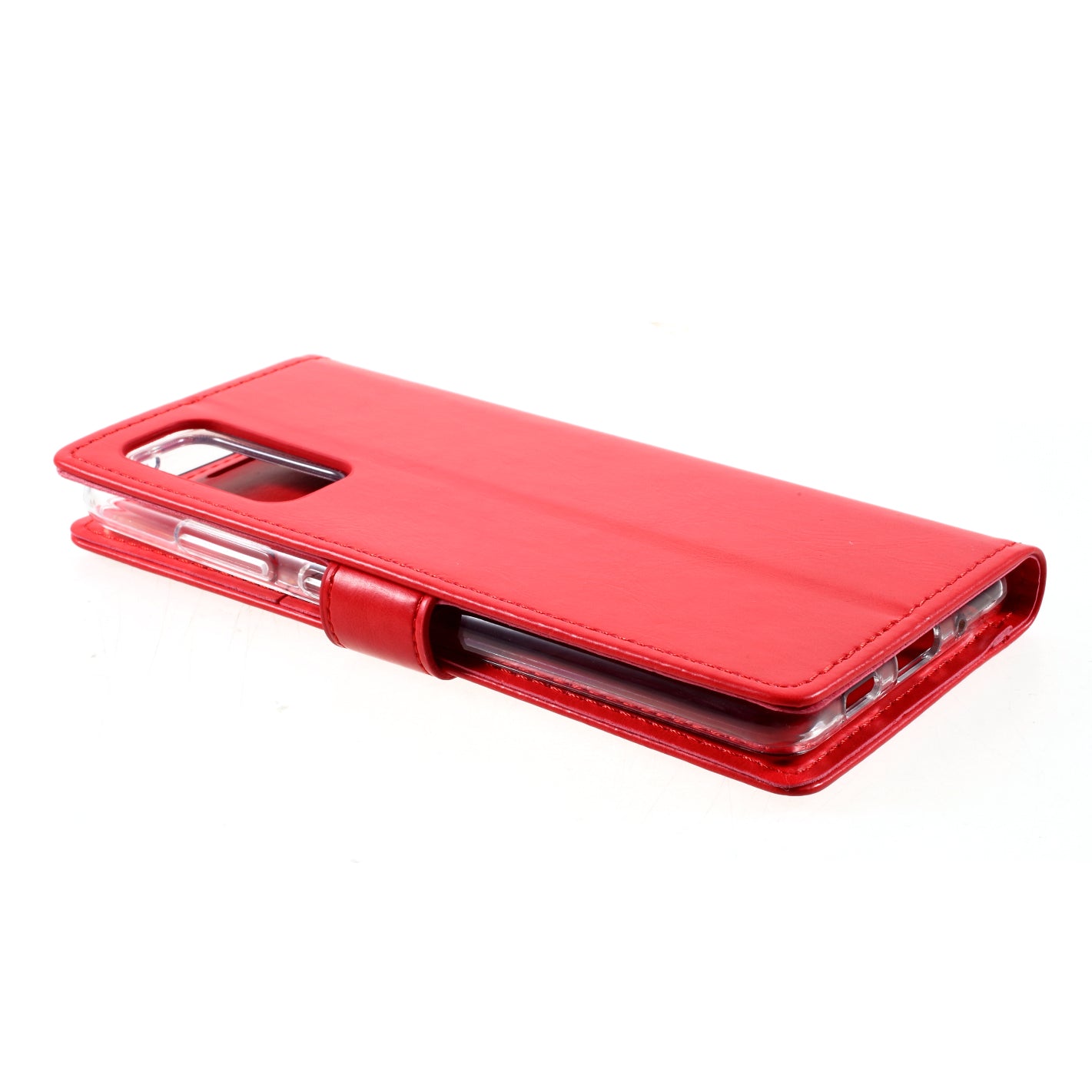 MERCURY GOOSPERY Blue Moon Leather Wallet Stand Case with Magnetic Clasp for Samsung Galaxy S20 FE 4G/FE 5G/S20 Lite/S20 FE 2022 - Red