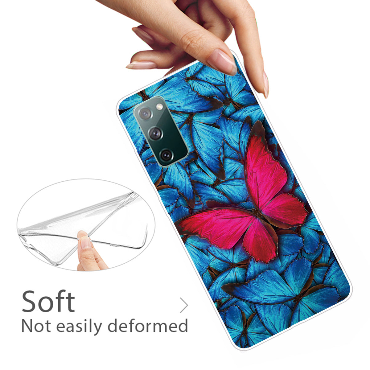 Pattern Printing Flexible TPU Phone Case for Samsung Galaxy S20 FE 4G/FE 5G/S20 Lite/S20 FE 2022 - Red Butterfly