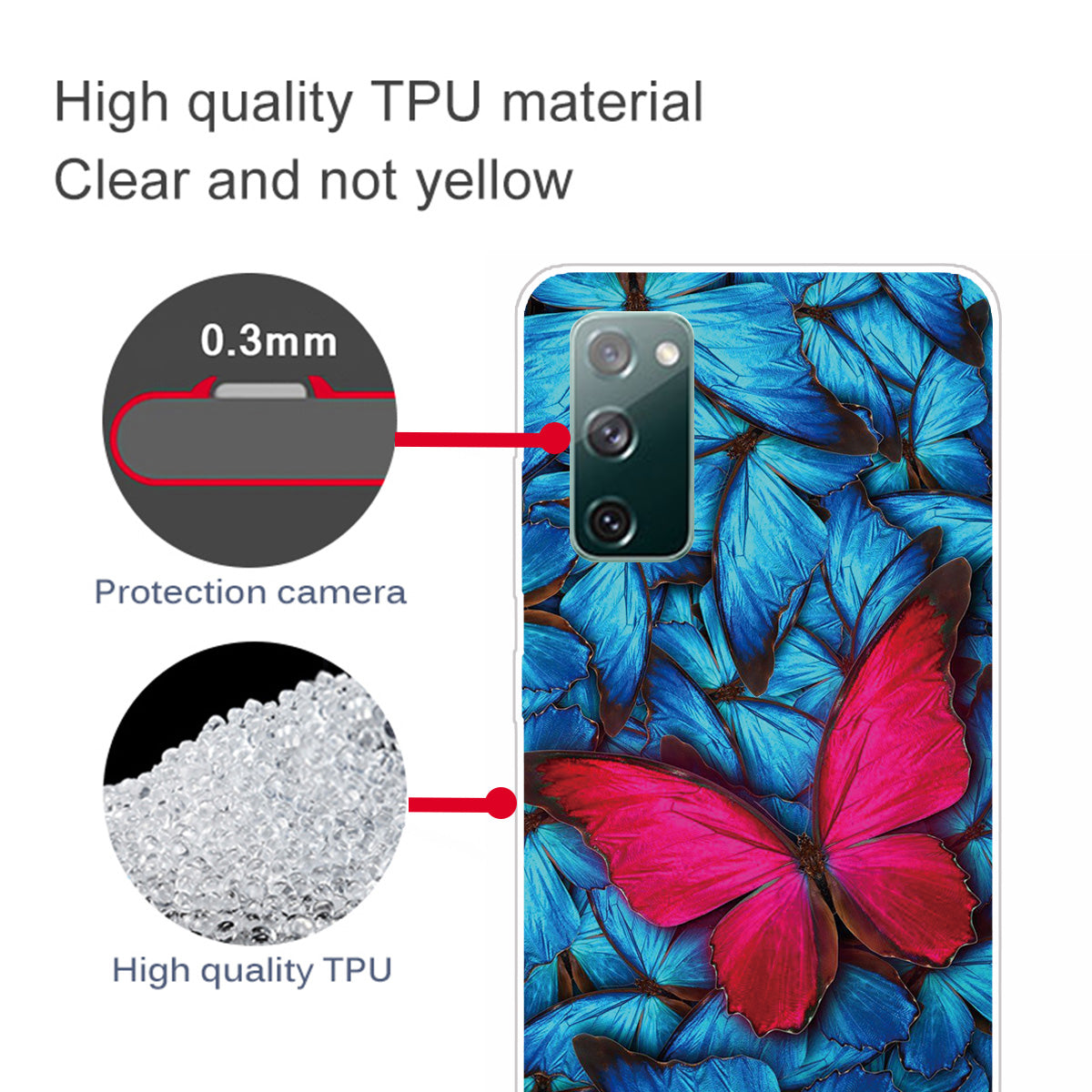 Pattern Printing Flexible TPU Phone Case for Samsung Galaxy S20 FE 4G/FE 5G/S20 Lite/S20 FE 2022 - Red Butterfly