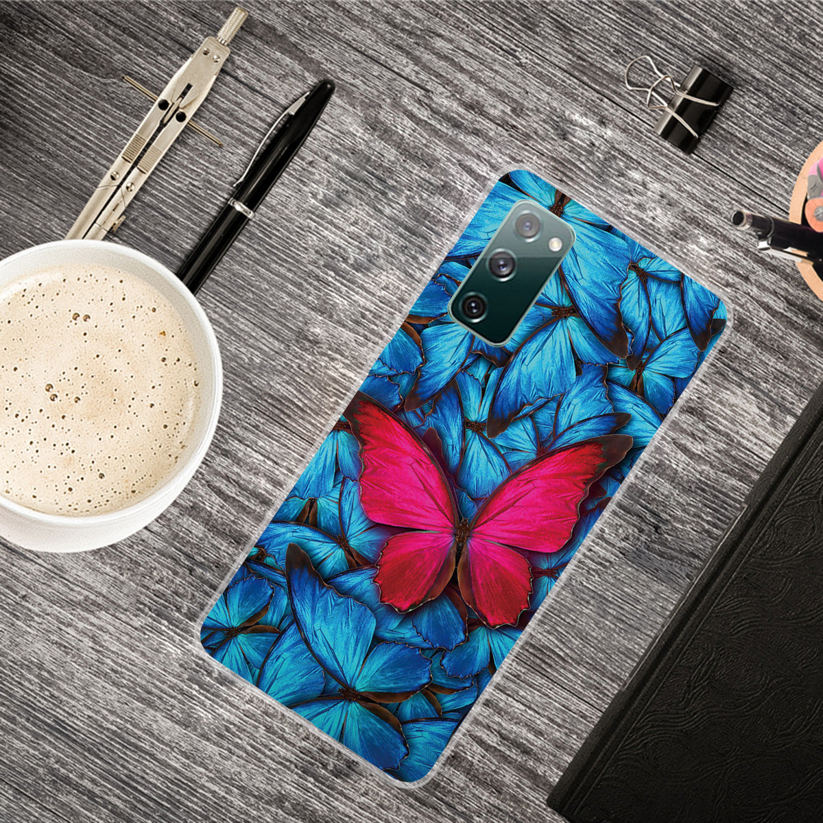 Pattern Printing Flexible TPU Phone Case for Samsung Galaxy S20 FE 4G/FE 5G/S20 Lite/S20 FE 2022 - Red Butterfly