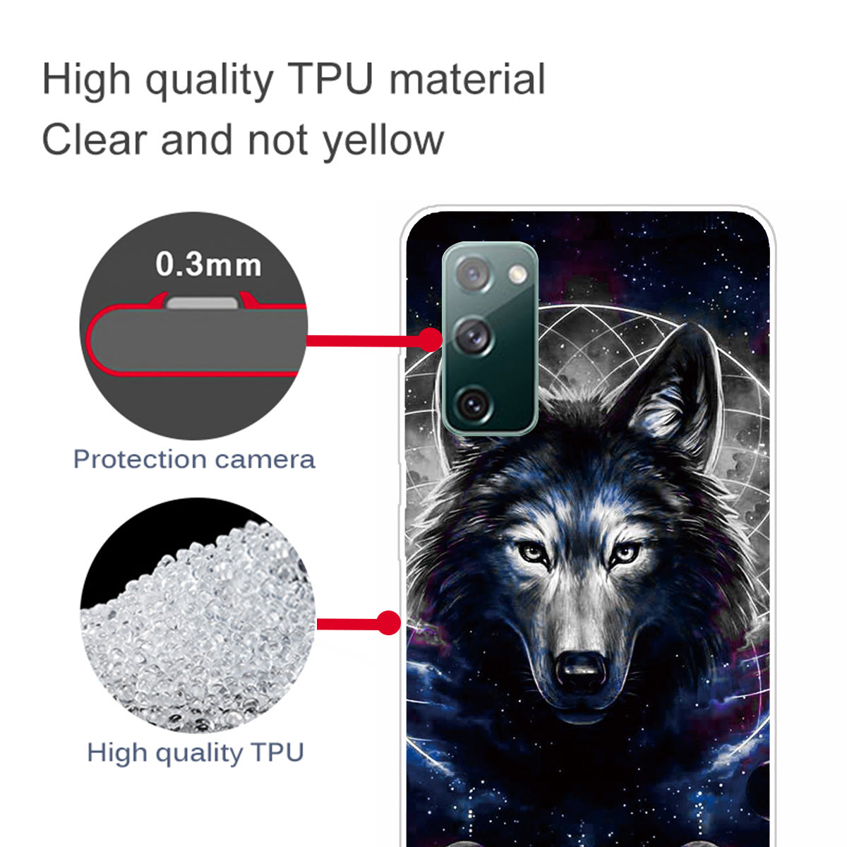 Pattern Printing Flexible TPU Phone Case for Samsung Galaxy S20 FE 4G/FE 5G/S20 Lite/S20 FE 2022 - Wolf