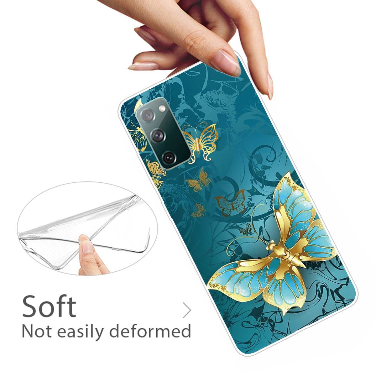 Pattern Printing Flexible TPU Phone Case for Samsung Galaxy S20 FE 4G/FE 5G/S20 Lite/S20 FE 2022 - Blue Butterfly