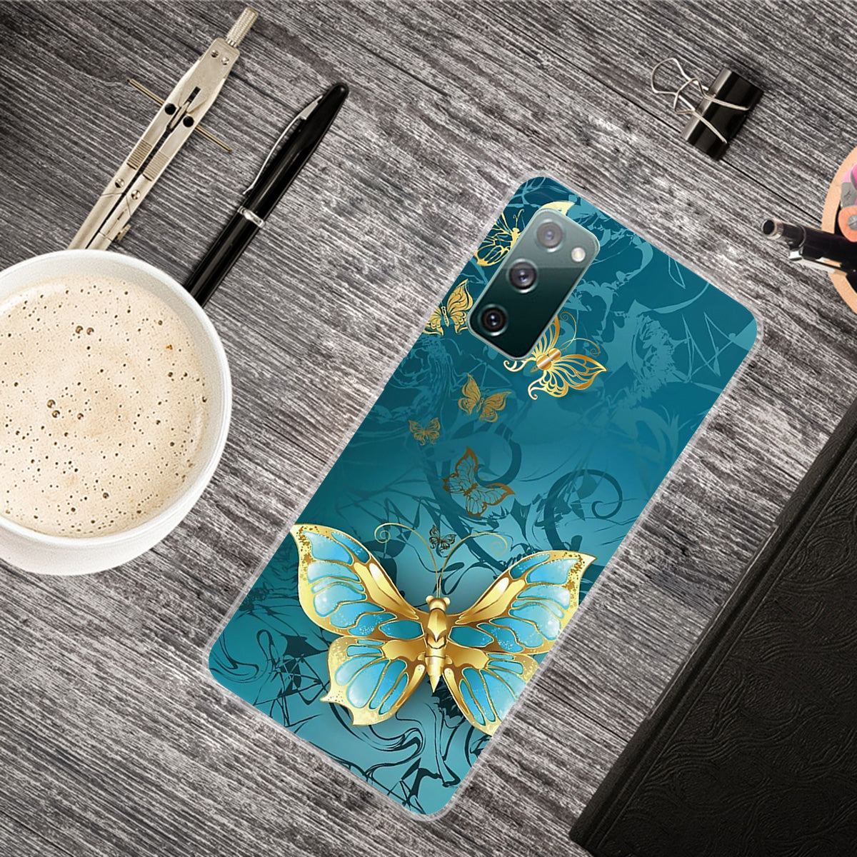 Pattern Printing Flexible TPU Phone Case for Samsung Galaxy S20 FE 4G/FE 5G/S20 Lite/S20 FE 2022 - Blue Butterfly