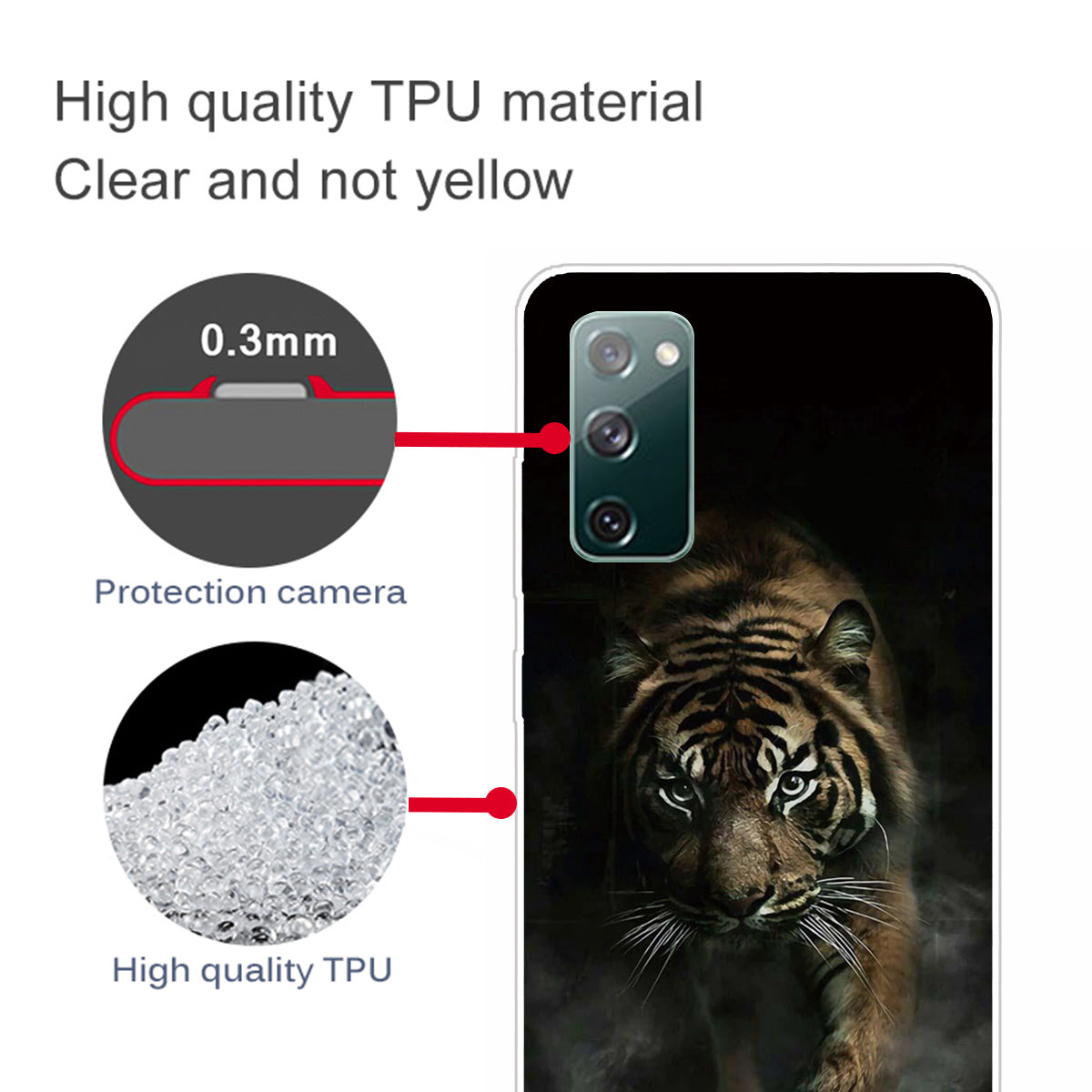 Pattern Printing Flexible TPU Phone Case for Samsung Galaxy S20 FE 4G/FE 5G/S20 Lite/S20 FE 2022 - Big Tiger