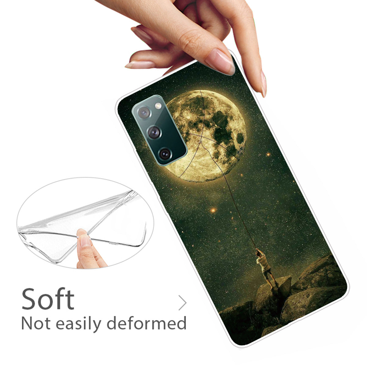 Pattern Printing Flexible TPU Phone Case for Samsung Galaxy S20 FE 4G/FE 5G/S20 Lite/S20 FE 2022 - Moon