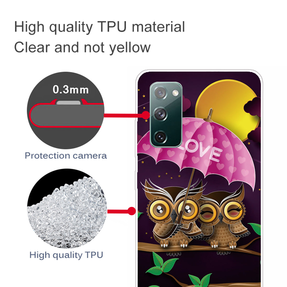 Pattern Printing Flexible TPU Phone Case for Samsung Galaxy S20 FE 4G/FE 5G/S20 Lite/S20 FE 2022 - Owl