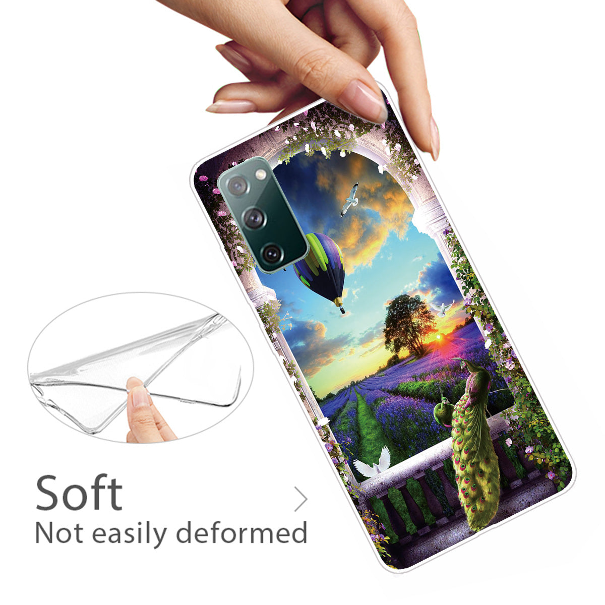 Pattern Printing Flexible TPU Phone Case for Samsung Galaxy S20 FE 4G/FE 5G/S20 Lite/S20 FE 2022 - Peacock