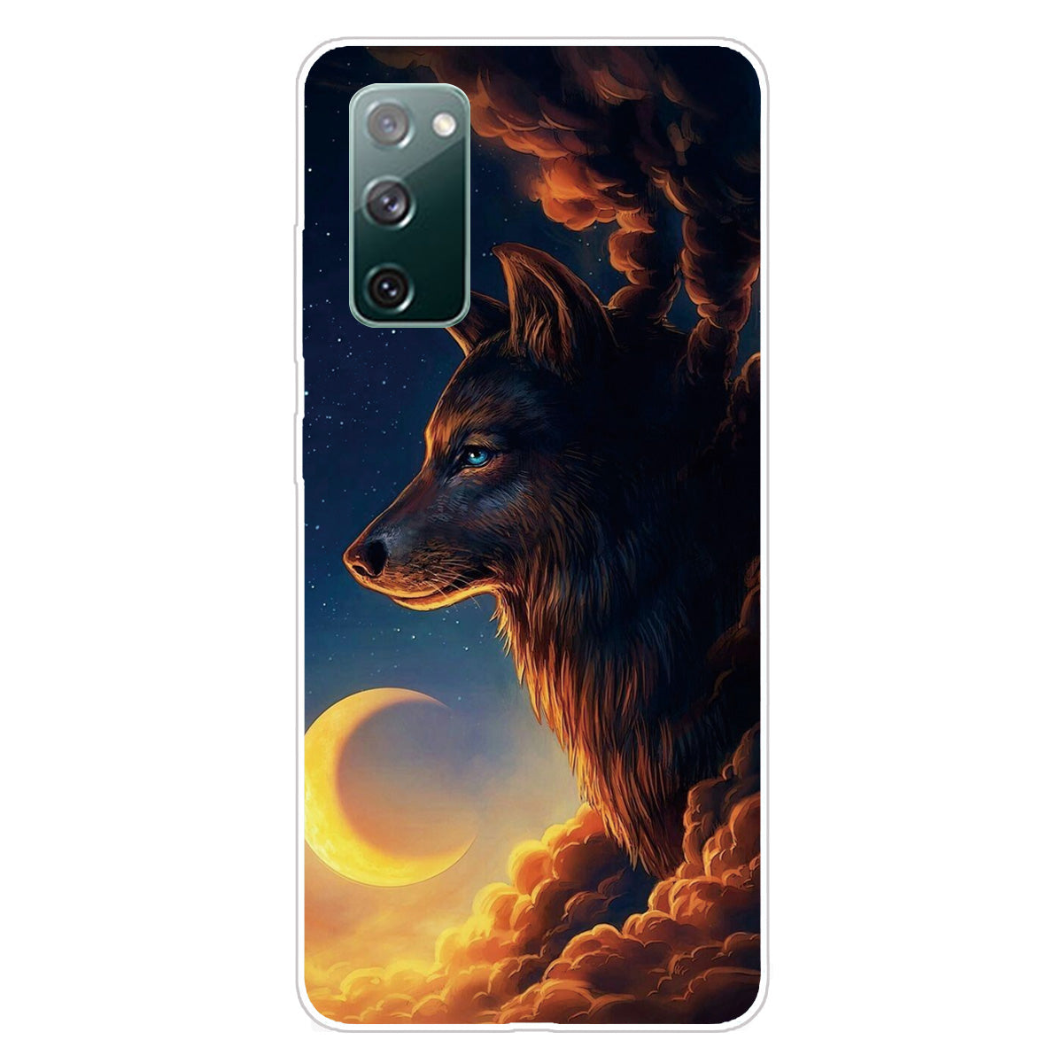 Pattern Printing Flexible TPU Phone Case for Samsung Galaxy S20 FE 4G/FE 5G/S20 Lite/S20 FE 2022 - Wolf and Moon