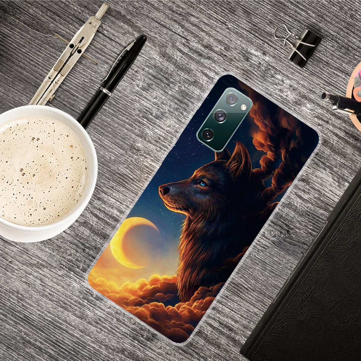 Pattern Printing Flexible TPU Phone Case for Samsung Galaxy S20 FE 4G/FE 5G/S20 Lite/S20 FE 2022 - Wolf and Moon