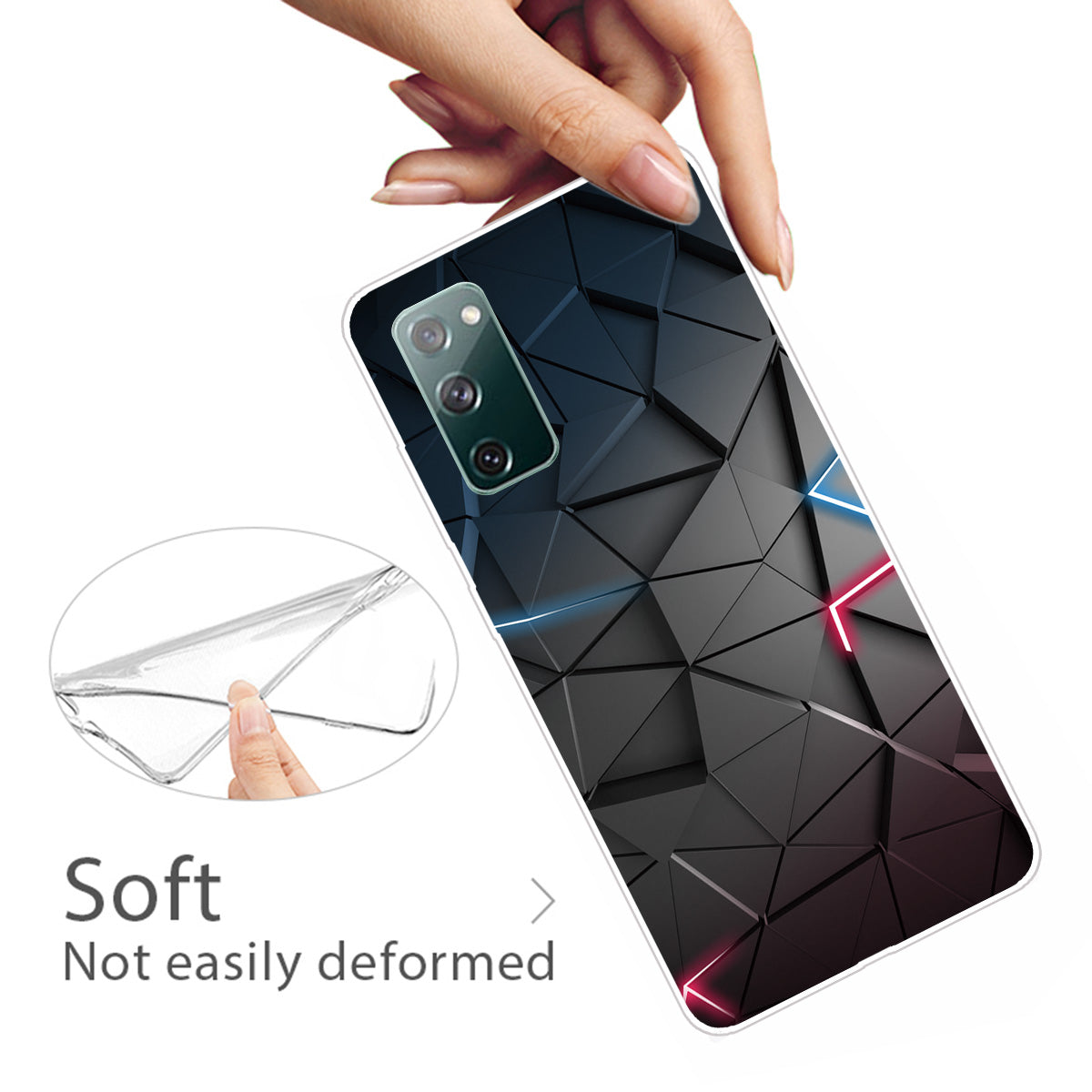 Pattern Printing Flexible TPU Phone Case for Samsung Galaxy S20 FE 4G/FE 5G/S20 Lite/S20 FE 2022 - Black/Triangle