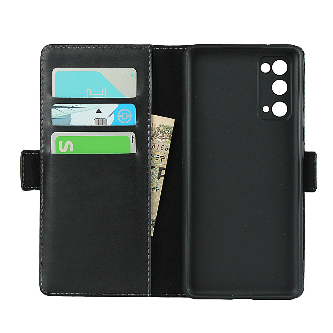 Magnetic Clasp Design Genuine Leather Phone Wallet Stand Case for Samsung Galaxy S20 FE/S20 Fan Edition/S20 FE 5G/S20 Fan Edition 5G/S20 Lite - Black