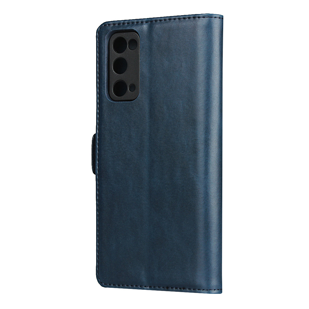 Magnetic Clasp Design Genuine Leather Phone Wallet Stand Case for Samsung Galaxy S20 FE/S20 Fan Edition/S20 FE 5G/S20 Fan Edition 5G/S20 Lite - Blue