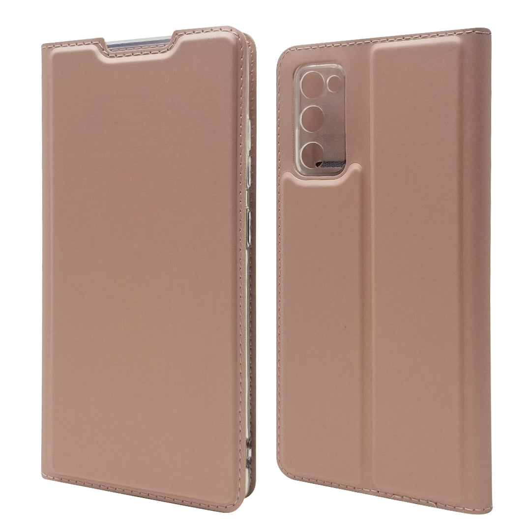 New Magnetic Suction Leather Stand Case with Card Slot for Samsung Galaxy S20 FE/S20 Fan Edition/S20 FE 5G/S20 Fan Edition 5G/S20 Lite - Rose Gold