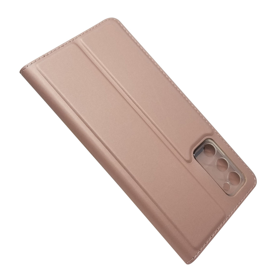 New Magnetic Suction Leather Stand Case with Card Slot for Samsung Galaxy S20 FE/S20 Fan Edition/S20 FE 5G/S20 Fan Edition 5G/S20 Lite - Rose Gold