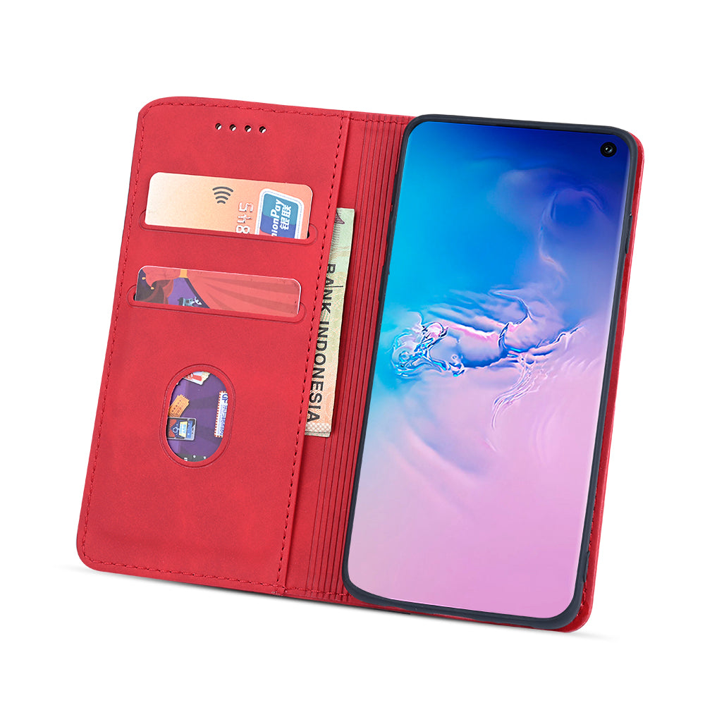 Wallet Stand Design Auto-absorbed Leather Cover for Samsung Galaxy S20 FE/S20 Fan Edition/S20 FE 5G/S20 Fan Edition 5G/S20 Lite - Red