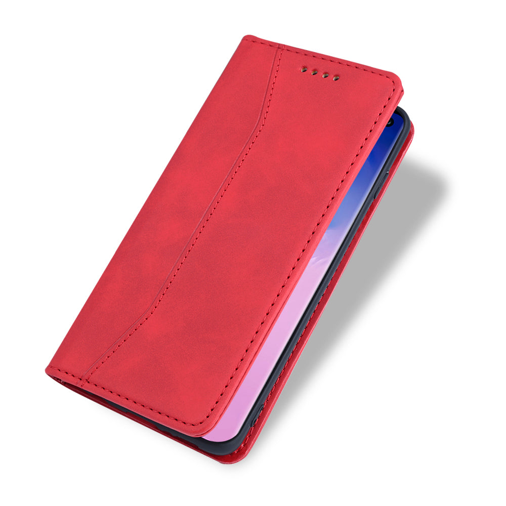 Wallet Stand Design Auto-absorbed Leather Cover for Samsung Galaxy S20 FE/S20 Fan Edition/S20 FE 5G/S20 Fan Edition 5G/S20 Lite - Red