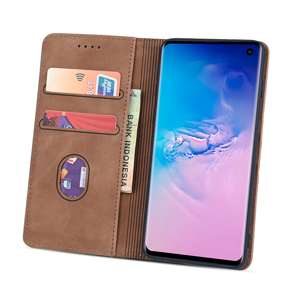 Wallet Stand Design Auto-absorbed Leather Cover for Samsung Galaxy S20 FE/S20 Fan Edition/S20 FE 5G/S20 Fan Edition 5G/S20 Lite - Brown