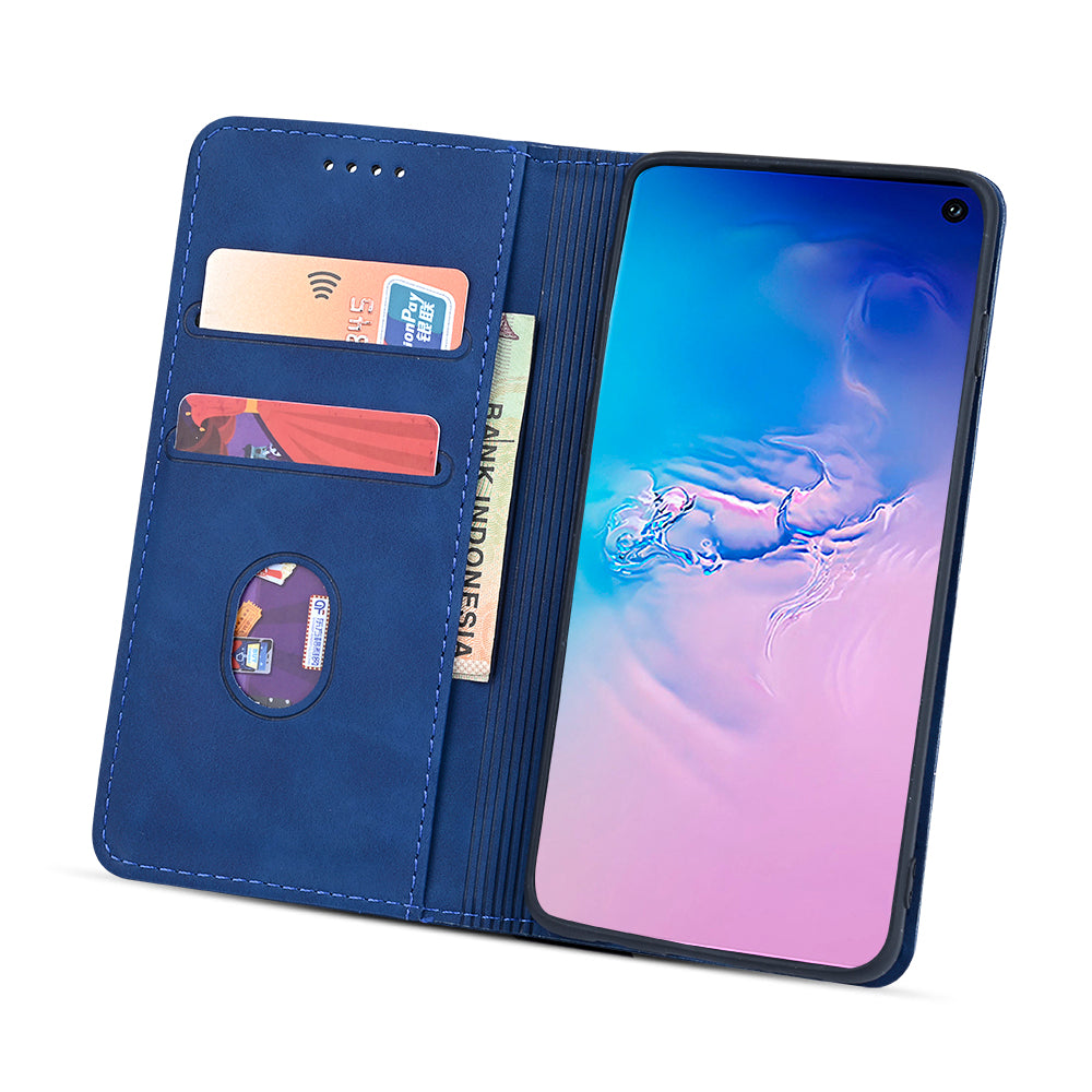 Wallet Stand Design Auto-absorbed Leather Cover for Samsung Galaxy S20 FE/S20 Fan Edition/S20 FE 5G/S20 Fan Edition 5G/S20 Lite - Blue