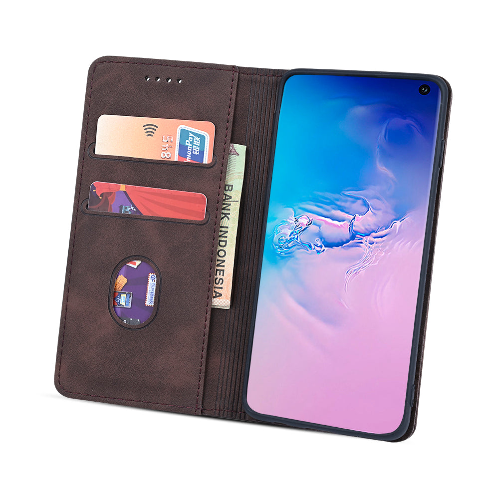 Wallet Stand Design Auto-absorbed Leather Cover for Samsung Galaxy S20 FE/S20 Fan Edition/S20 FE 5G/S20 Fan Edition 5G/S20 Lite - Coffee