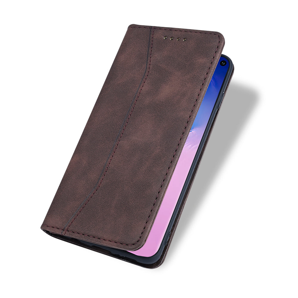 Wallet Stand Design Auto-absorbed Leather Cover for Samsung Galaxy S20 FE/S20 Fan Edition/S20 FE 5G/S20 Fan Edition 5G/S20 Lite - Coffee