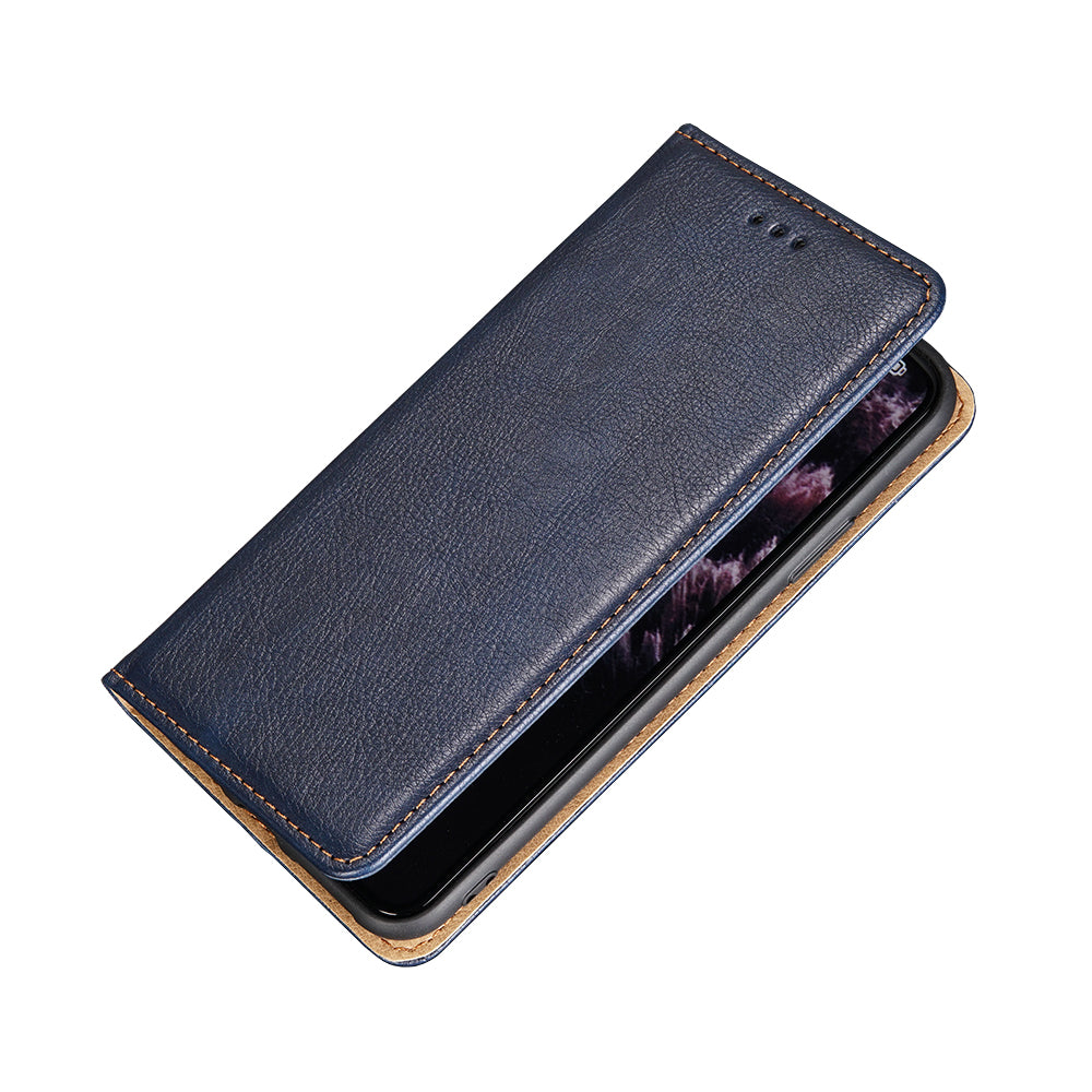 Plain Auto-Absorbed Leather Phone Wallet Stand Case for Samsung Galaxy S20 FE/S20 Fan Edition/S20 FE 5G/S20 Fan Edition 5G/S20 Lite - Blue