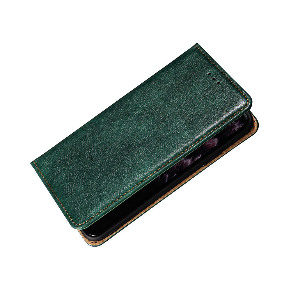 Plain Auto-Absorbed Leather Phone Wallet Stand Case for Samsung Galaxy S20 FE/S20 Fan Edition/S20 FE 5G/S20 Fan Edition 5G/S20 Lite - Green