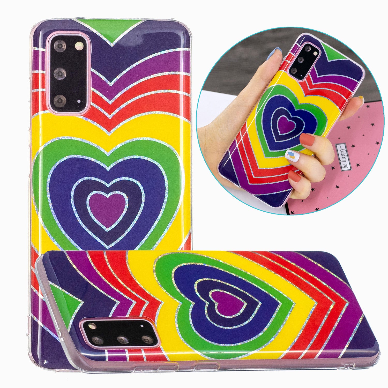 Marble Pattern Printing IMD Design TPU Case for Samsung Galaxy S20 4G/S20 5G - Heart