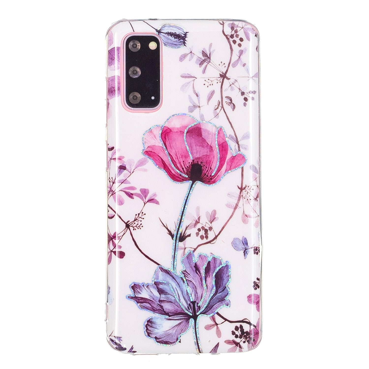 Marble Pattern Printing IMD Design TPU Case for Samsung Galaxy S20 4G/S20 5G - Lotus