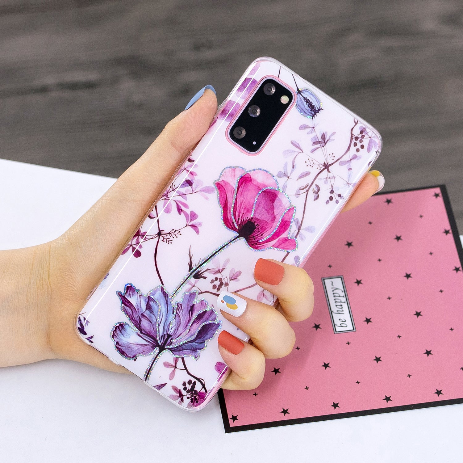 Marble Pattern Printing IMD Design TPU Case for Samsung Galaxy S20 4G/S20 5G - Lotus