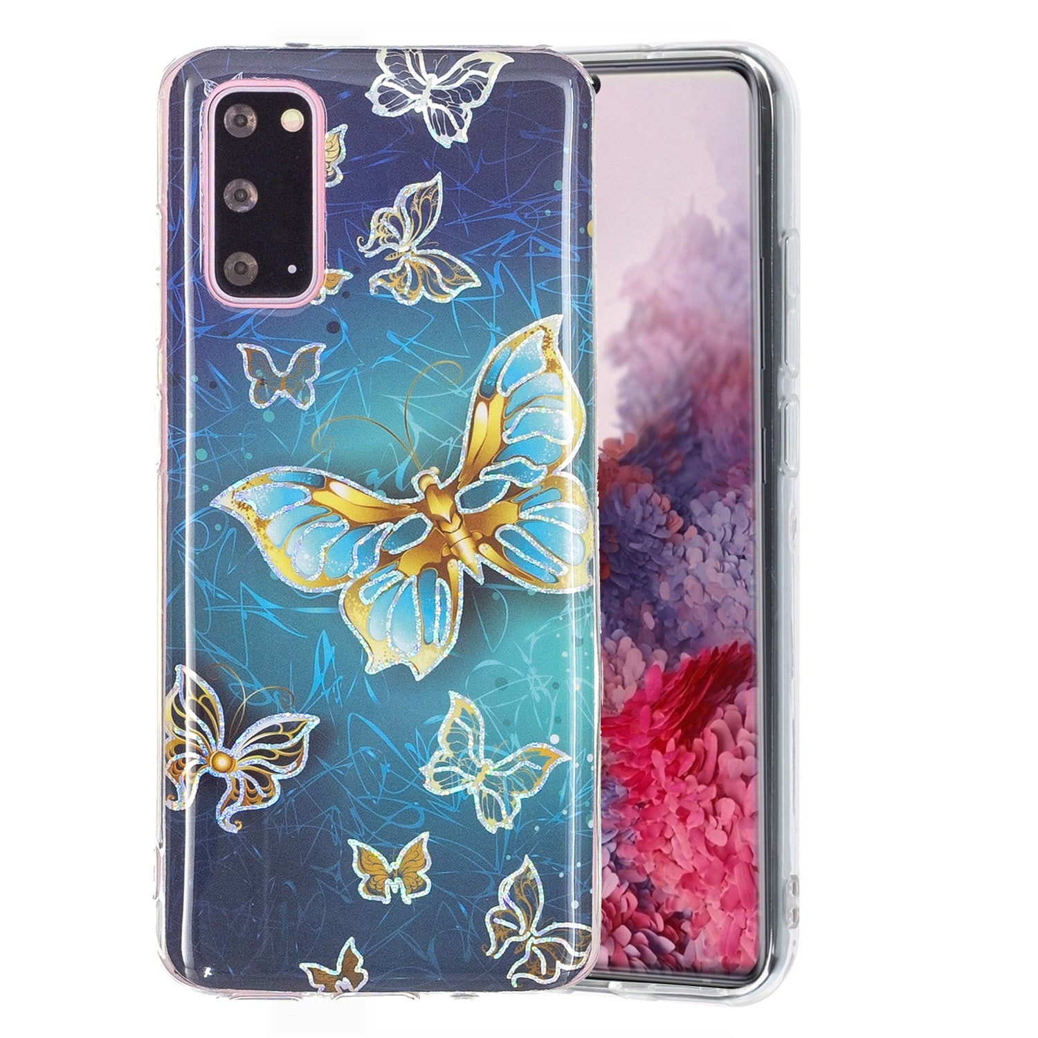 Marble Pattern Printing IMD Design TPU Case for Samsung Galaxy S20 4G/S20 5G - Butterfly