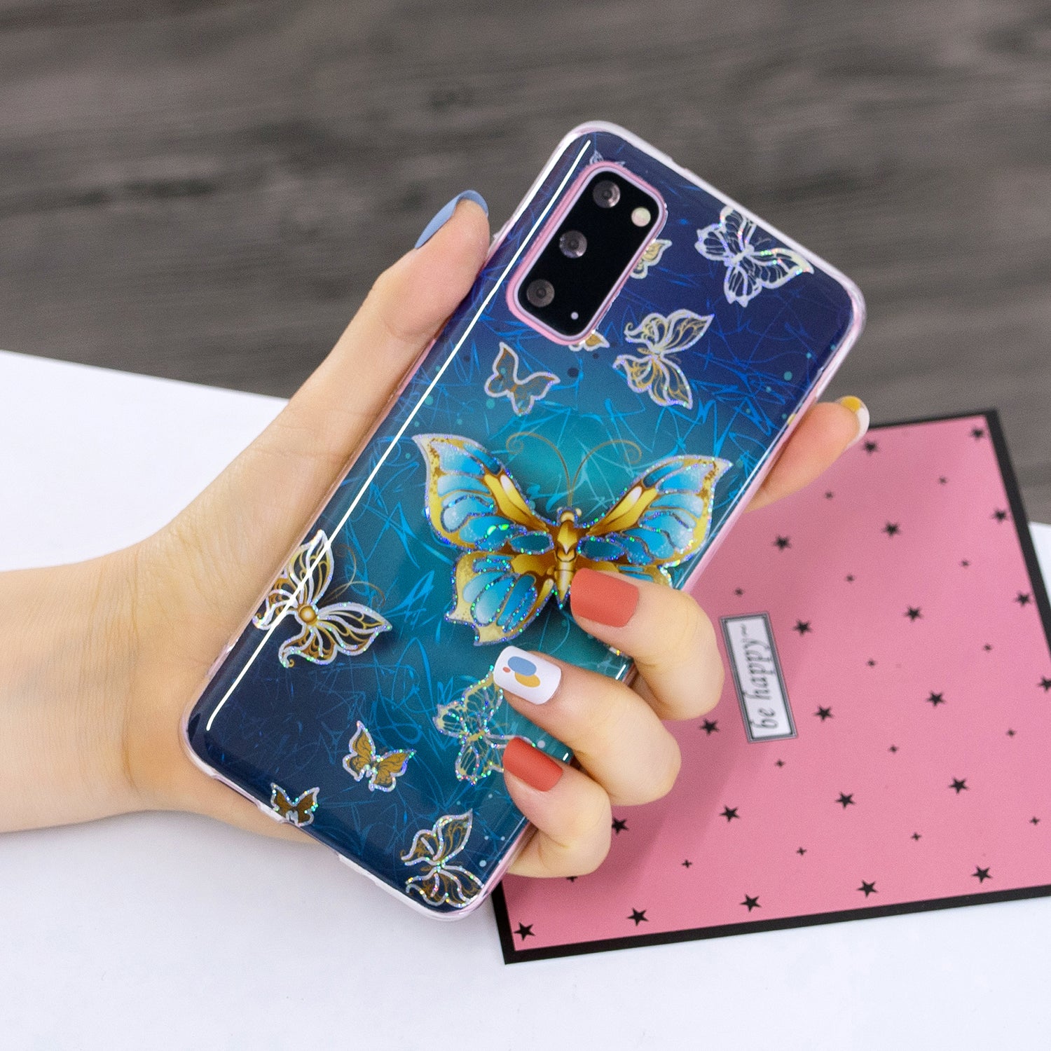 Marble Pattern Printing IMD Design TPU Case for Samsung Galaxy S20 4G/S20 5G - Butterfly