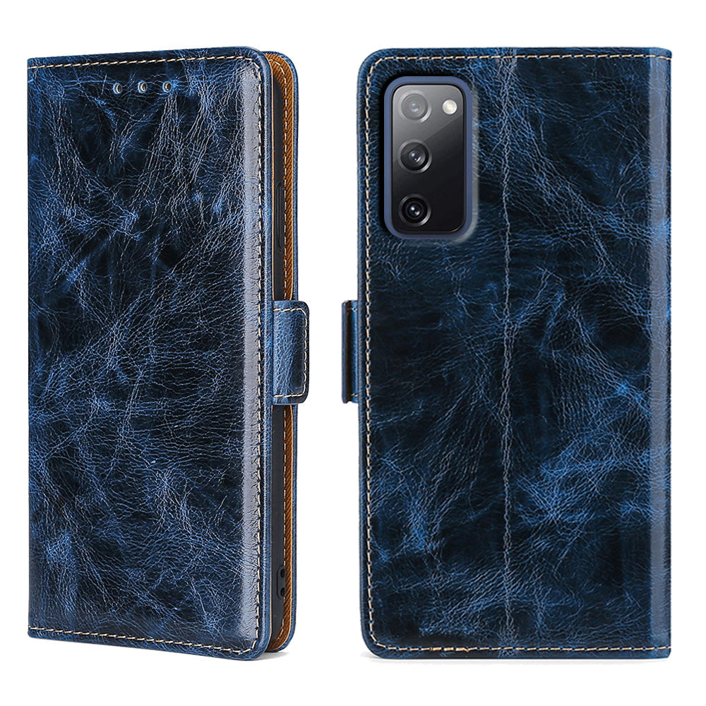 TPU + PU Leather Stand Cell Phone Case for Samsung Galaxy S20 FE/S20 Fan Edition/S20 FE 5G/S20 Fan Edition 5G - Blue