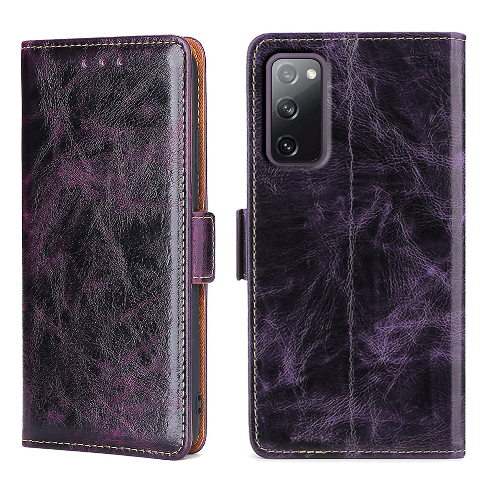 TPU + PU Leather Stand Cell Phone Case for Samsung Galaxy S20 FE/S20 Fan Edition/S20 FE 5G/S20 Fan Edition 5G - Purple