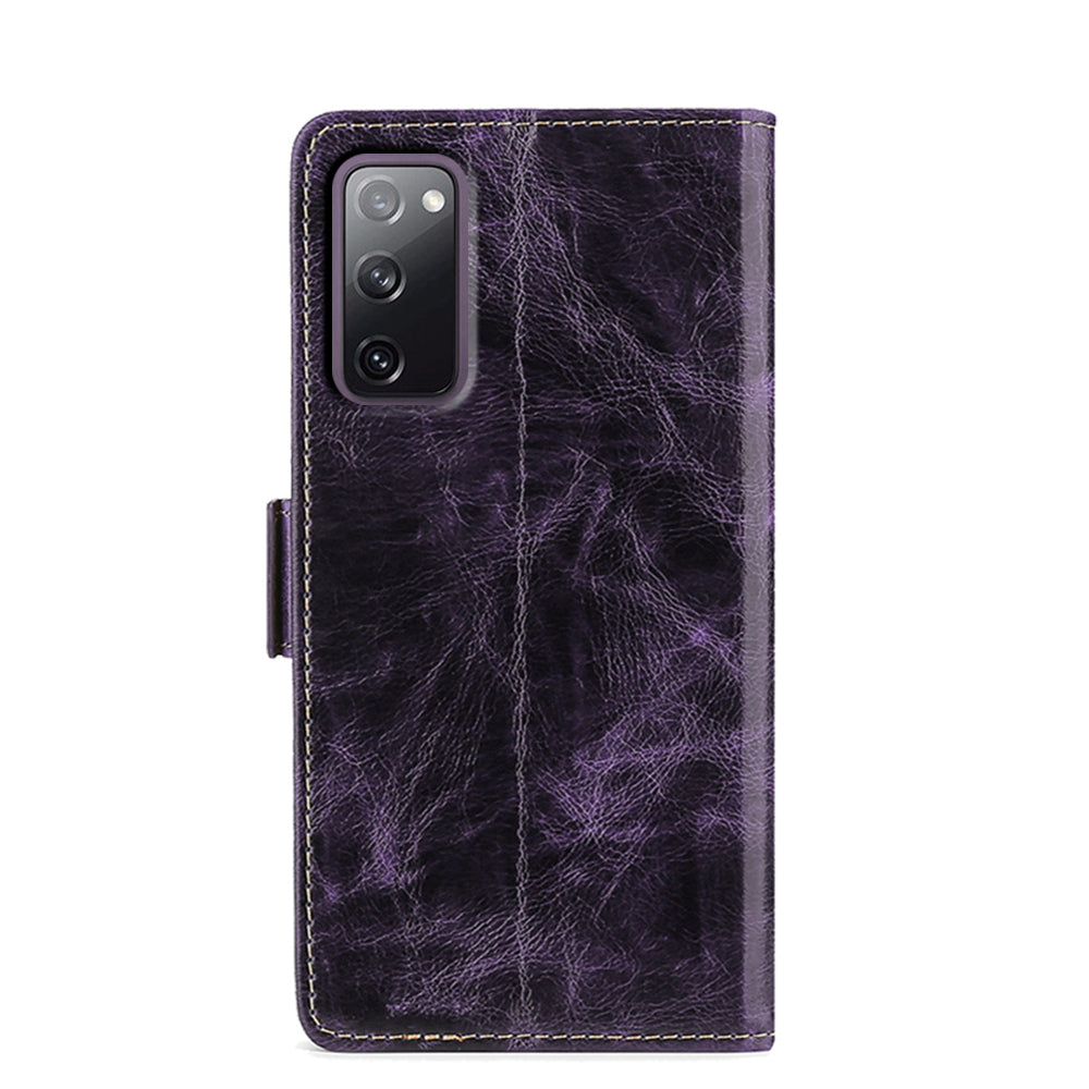 TPU + PU Leather Stand Cell Phone Case for Samsung Galaxy S20 FE/S20 Fan Edition/S20 FE 5G/S20 Fan Edition 5G - Purple