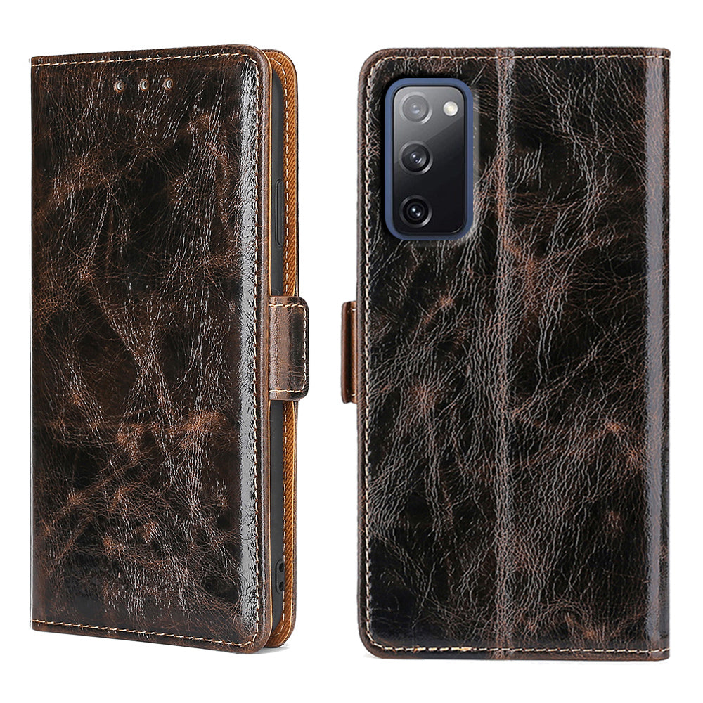 TPU + PU Leather Stand Cell Phone Case for Samsung Galaxy S20 FE/S20 Fan Edition/S20 FE 5G/S20 Fan Edition 5G - Brown