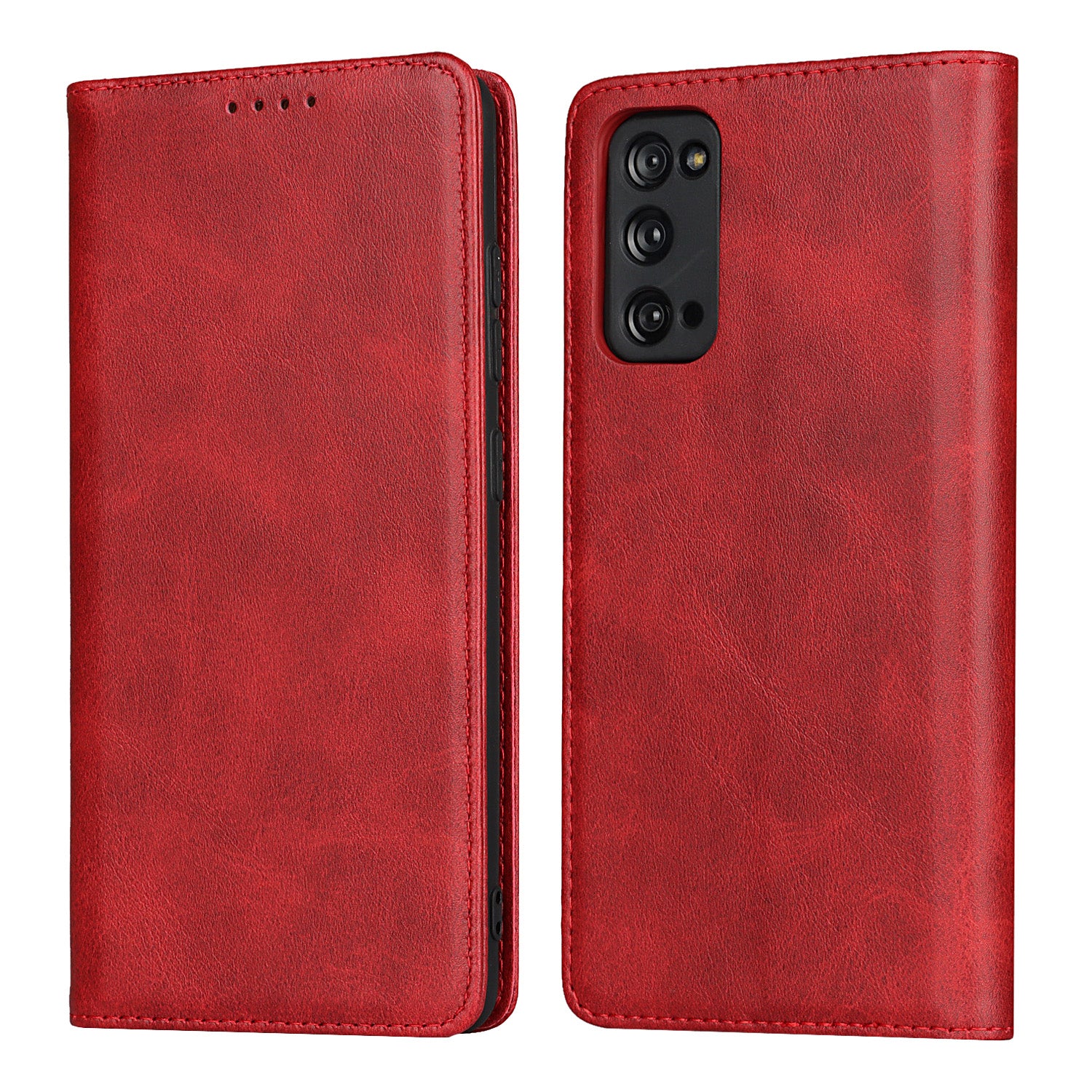 Strong Magnet Design Leather Wallet Stand Phone Cover Case for Samsung Galaxy S20 FE/S20 Fan Edition/S20 FE 5G/S20 Fan Edition 5G/S20 Lite - Red