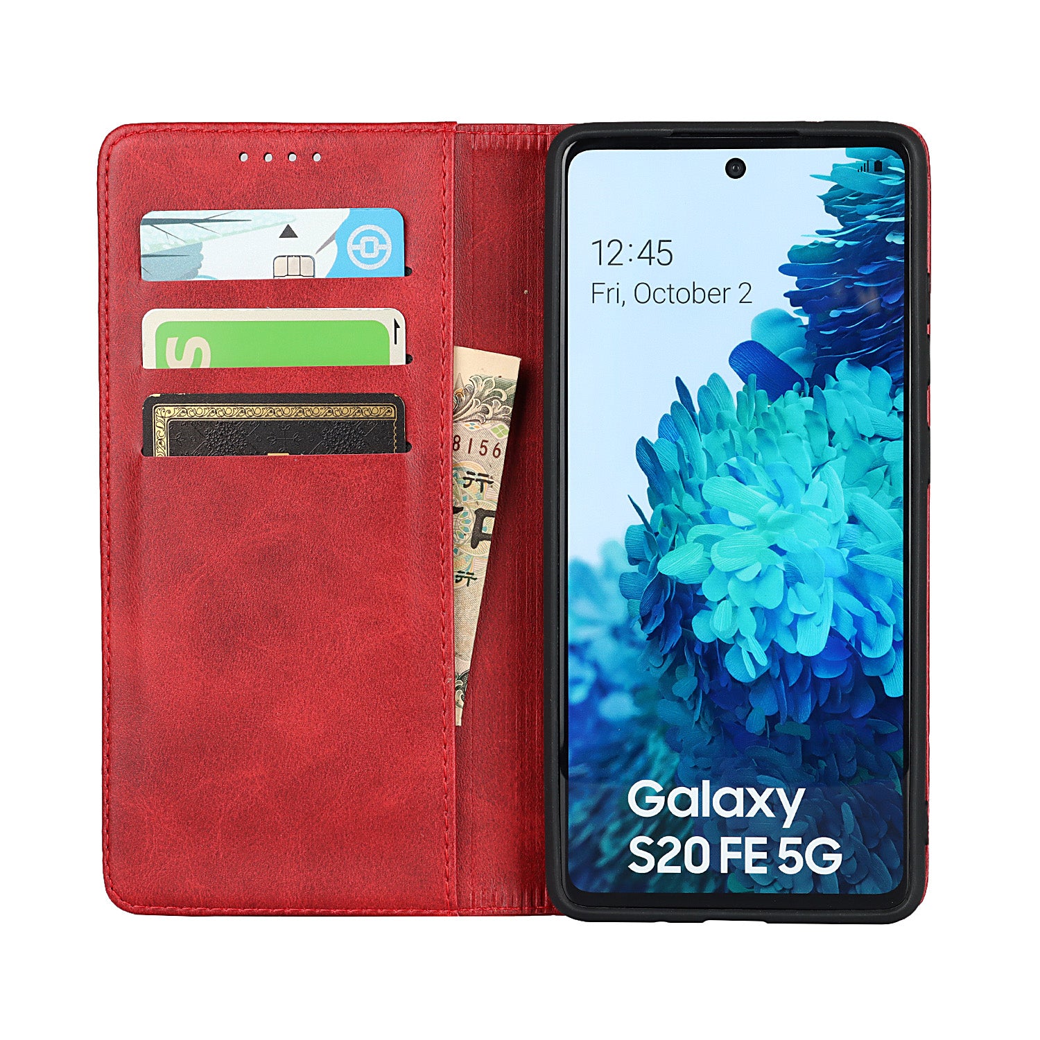 Strong Magnet Design Leather Wallet Stand Phone Cover Case for Samsung Galaxy S20 FE/S20 Fan Edition/S20 FE 5G/S20 Fan Edition 5G/S20 Lite - Red