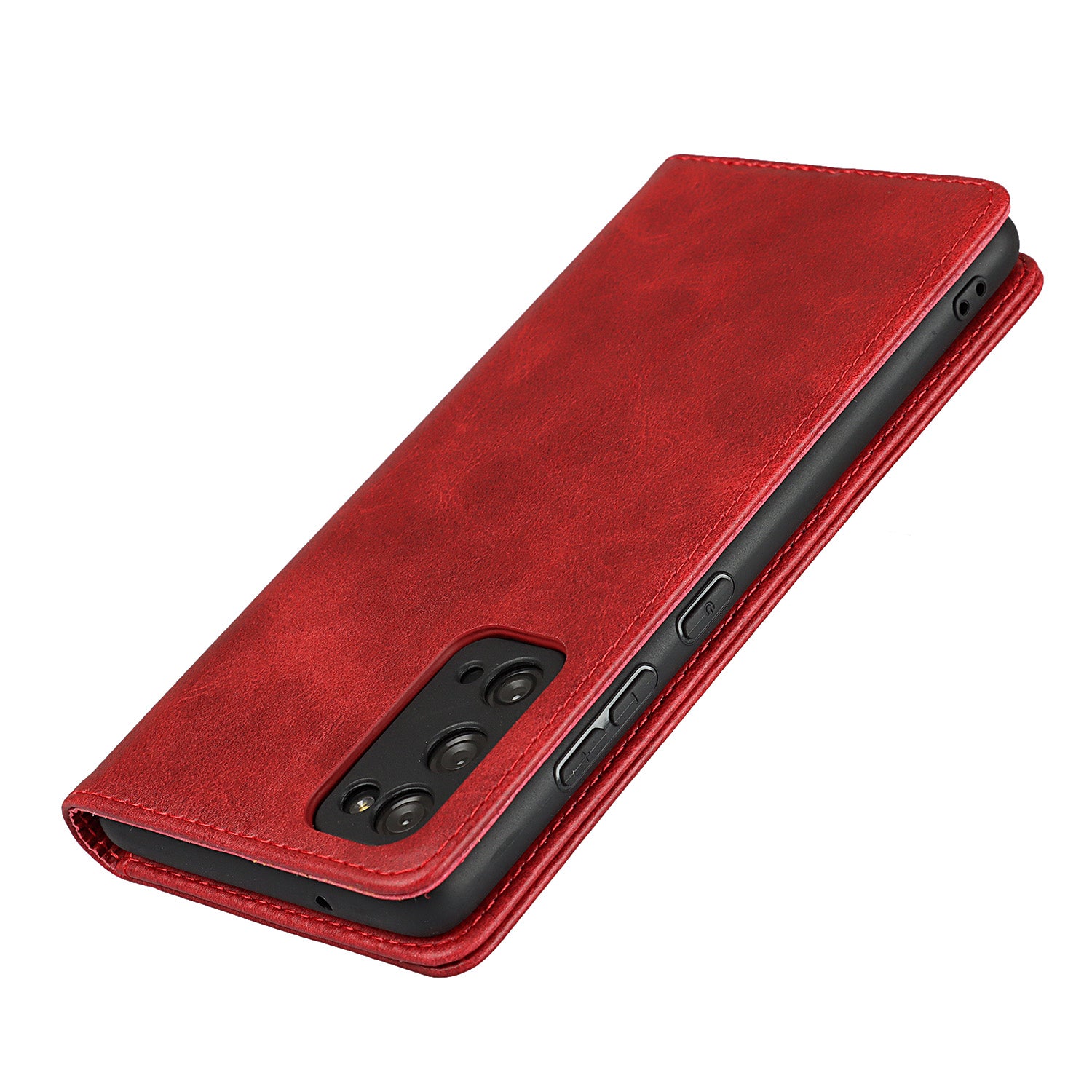 Strong Magnet Design Leather Wallet Stand Phone Cover Case for Samsung Galaxy S20 FE/S20 Fan Edition/S20 FE 5G/S20 Fan Edition 5G/S20 Lite - Red