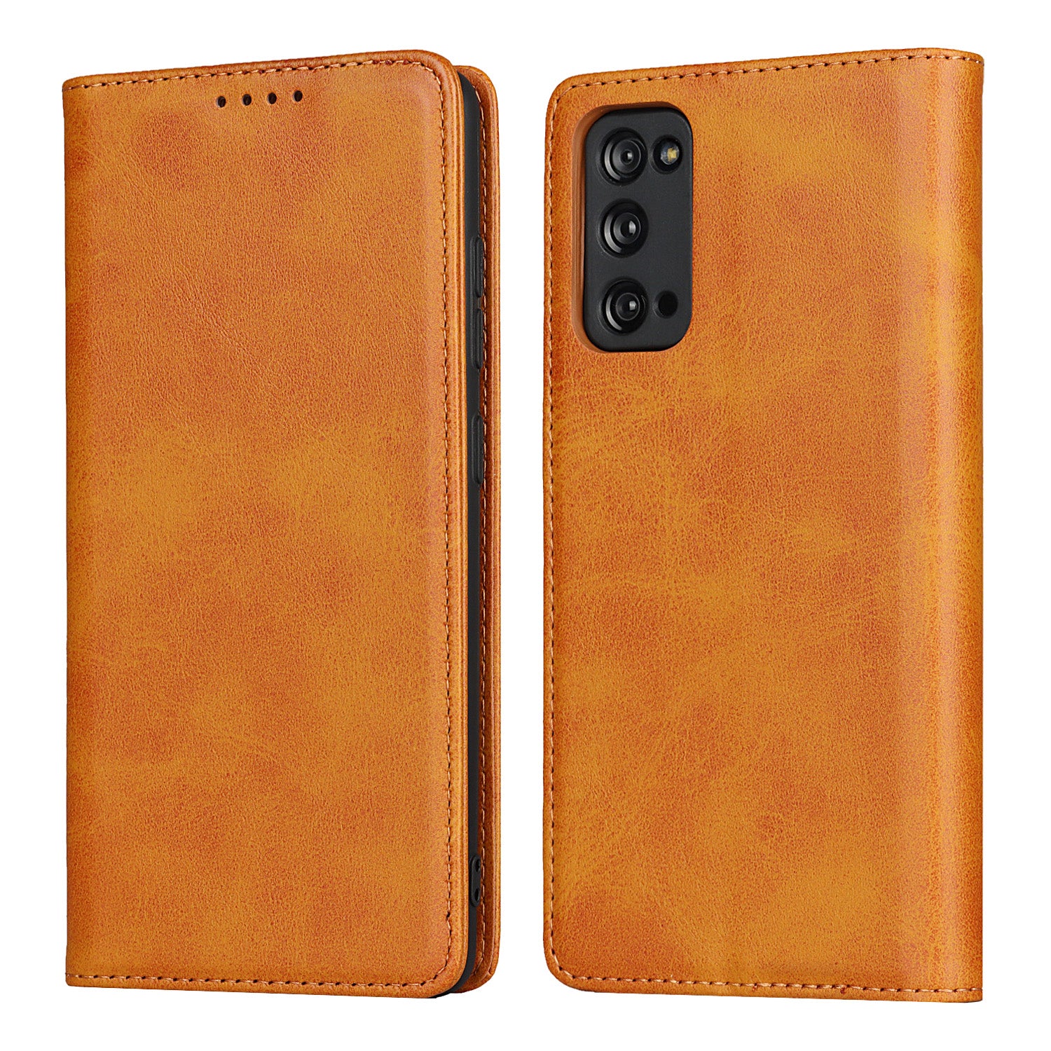 Strong Magnet Design Leather Wallet Stand Phone Cover Case for Samsung Galaxy S20 FE/S20 Fan Edition/S20 FE 5G/S20 Fan Edition 5G/S20 Lite - Light Brown