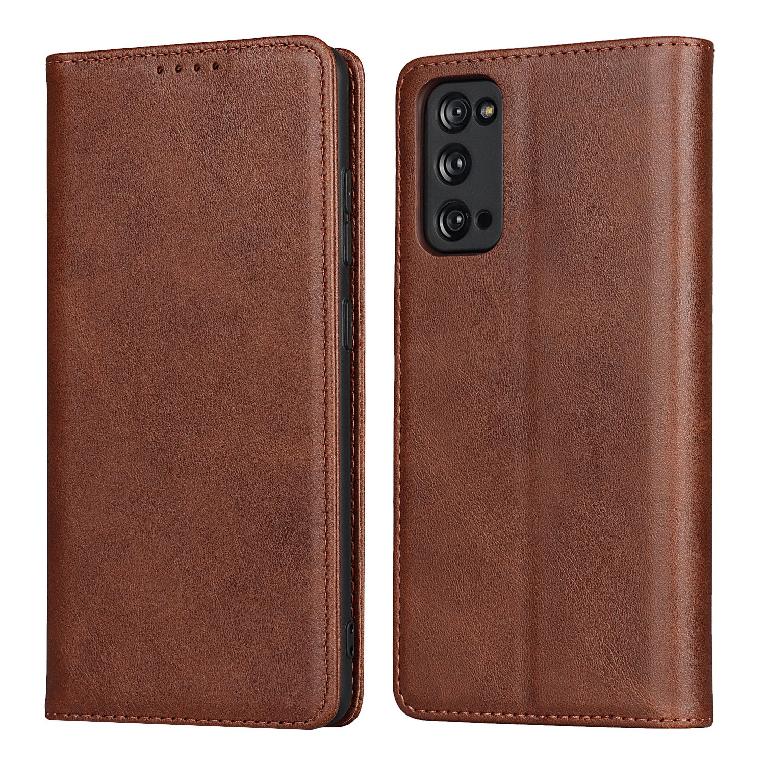 Strong Magnet Design Leather Wallet Stand Phone Cover Case for Samsung Galaxy S20 FE/S20 Fan Edition/S20 FE 5G/S20 Fan Edition 5G/S20 Lite - Dark Brown