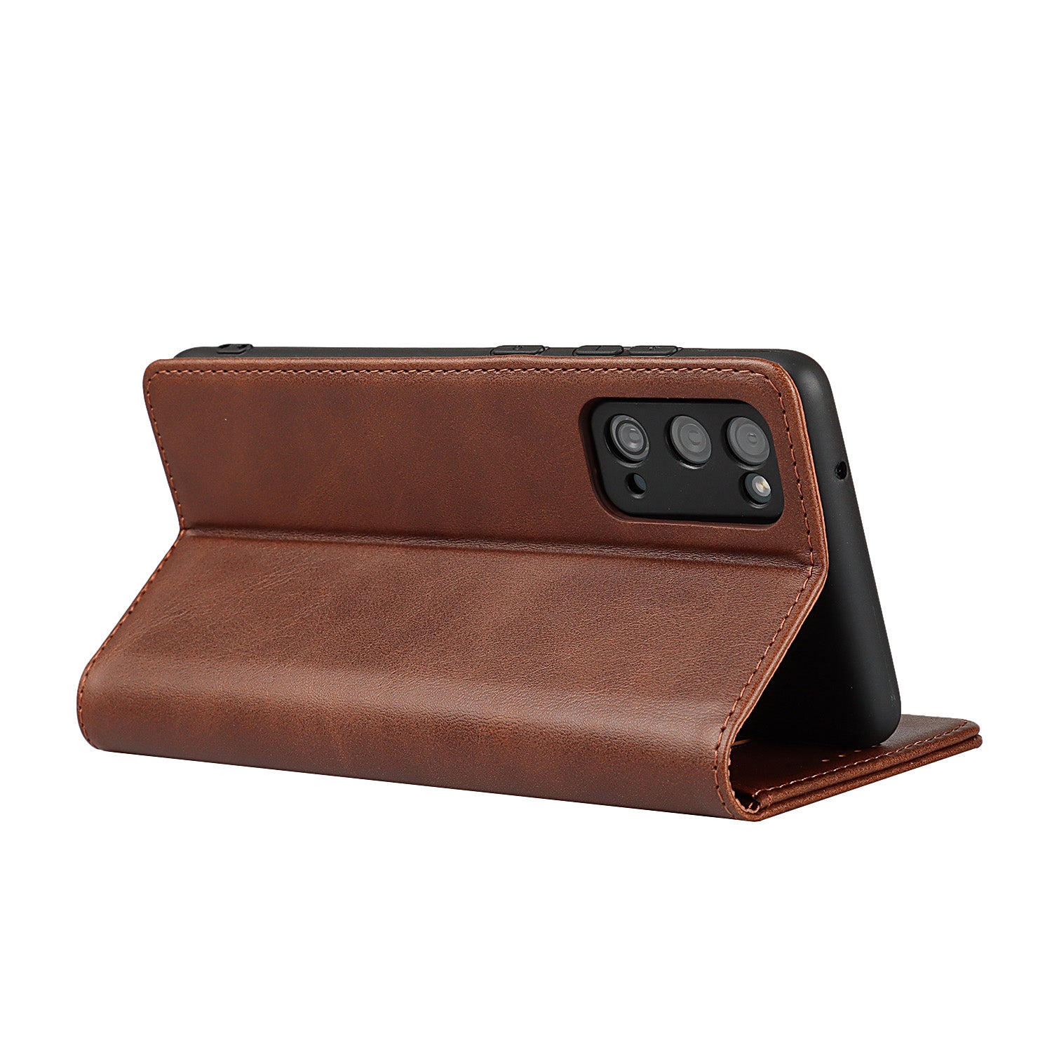 Strong Magnet Design Leather Wallet Stand Phone Cover Case for Samsung Galaxy S20 FE/S20 Fan Edition/S20 FE 5G/S20 Fan Edition 5G/S20 Lite - Dark Brown