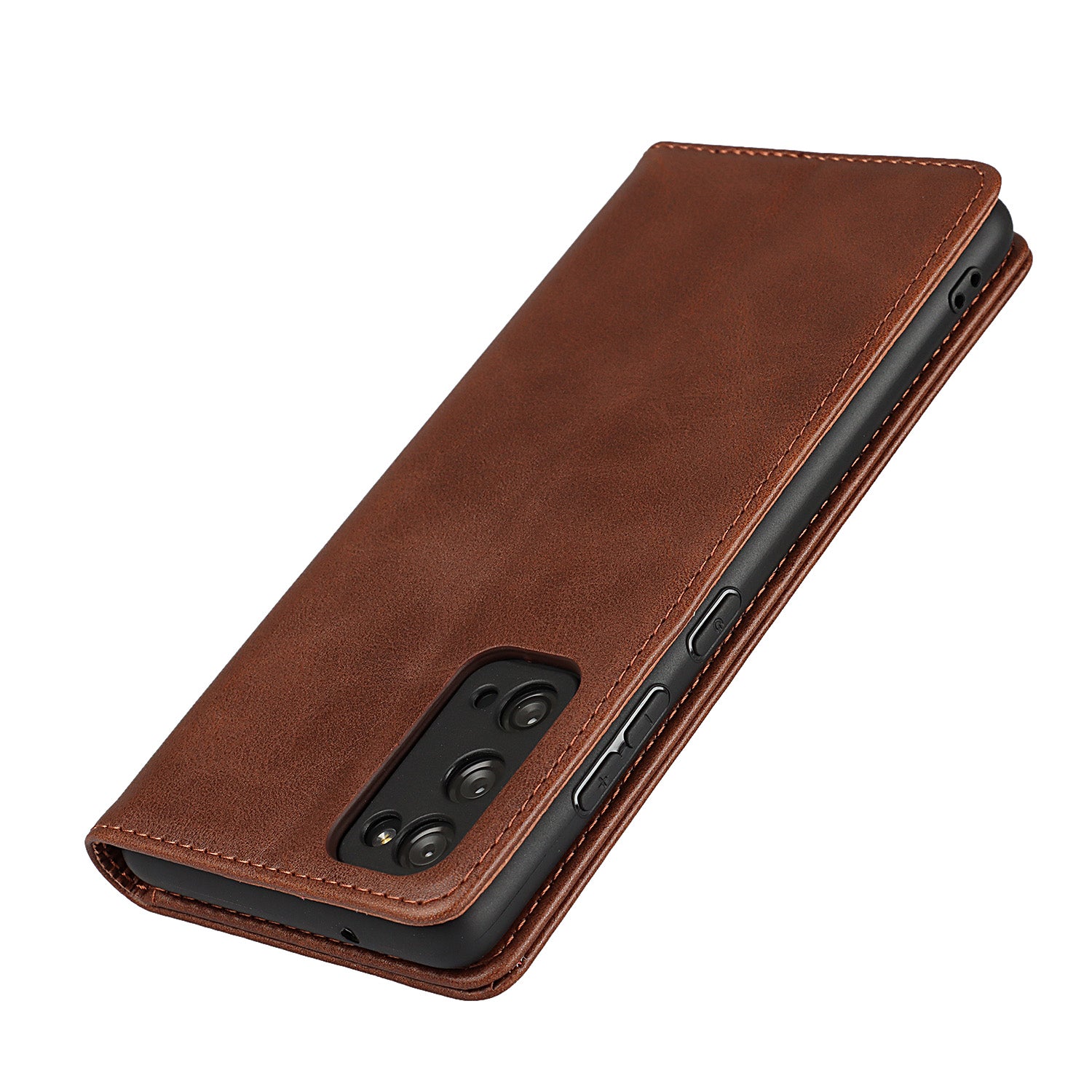 Strong Magnet Design Leather Wallet Stand Phone Cover Case for Samsung Galaxy S20 FE/S20 Fan Edition/S20 FE 5G/S20 Fan Edition 5G/S20 Lite - Dark Brown