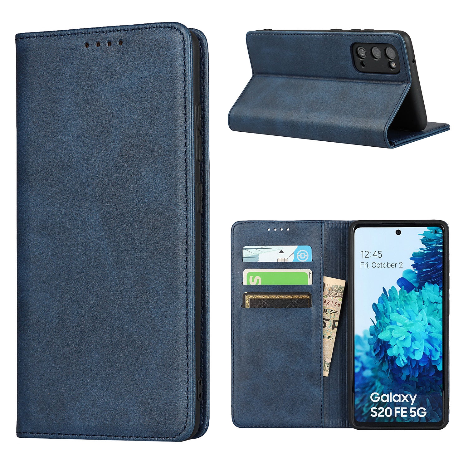 Strong Magnet Design Leather Wallet Stand Phone Cover Case for Samsung Galaxy S20 FE/S20 Fan Edition/S20 FE 5G/S20 Fan Edition 5G/S20 Lite - Blue