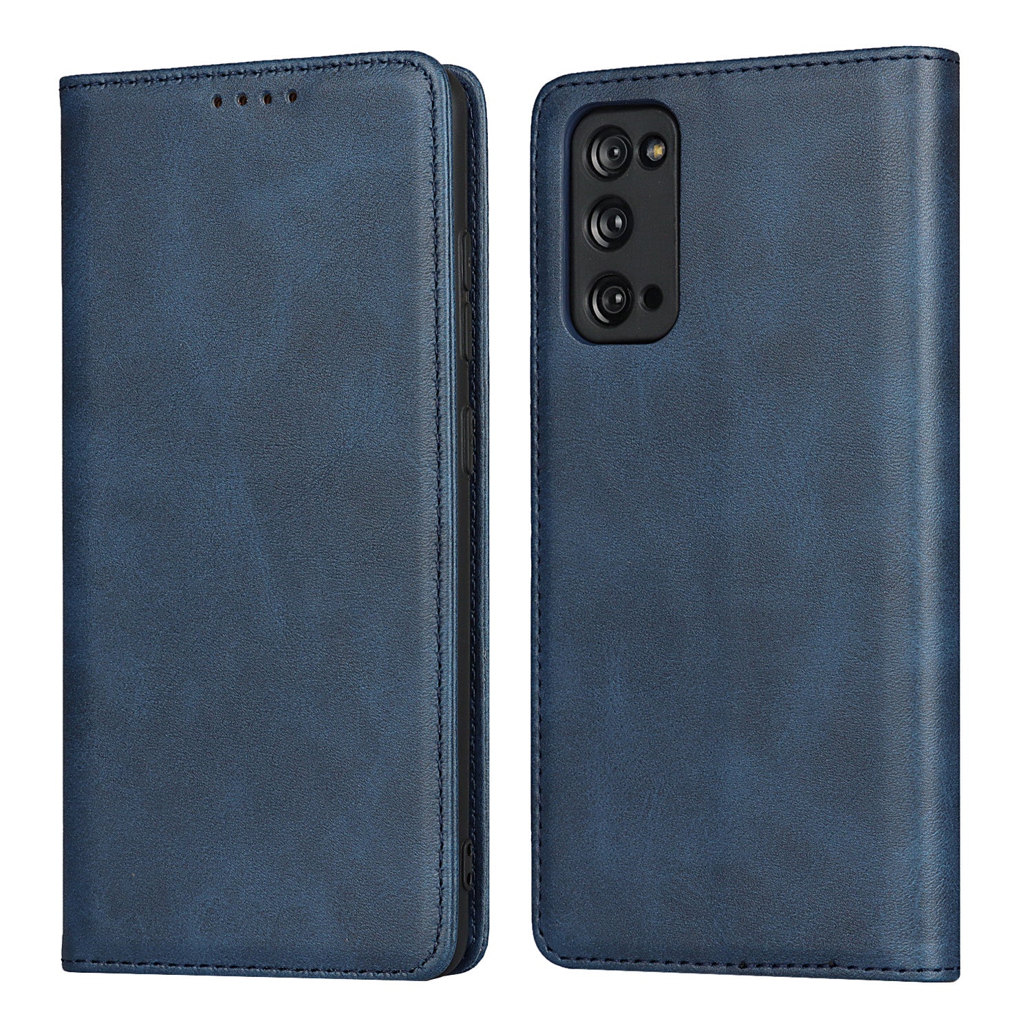 Strong Magnet Design Leather Wallet Stand Phone Cover Case for Samsung Galaxy S20 FE/S20 Fan Edition/S20 FE 5G/S20 Fan Edition 5G/S20 Lite - Blue