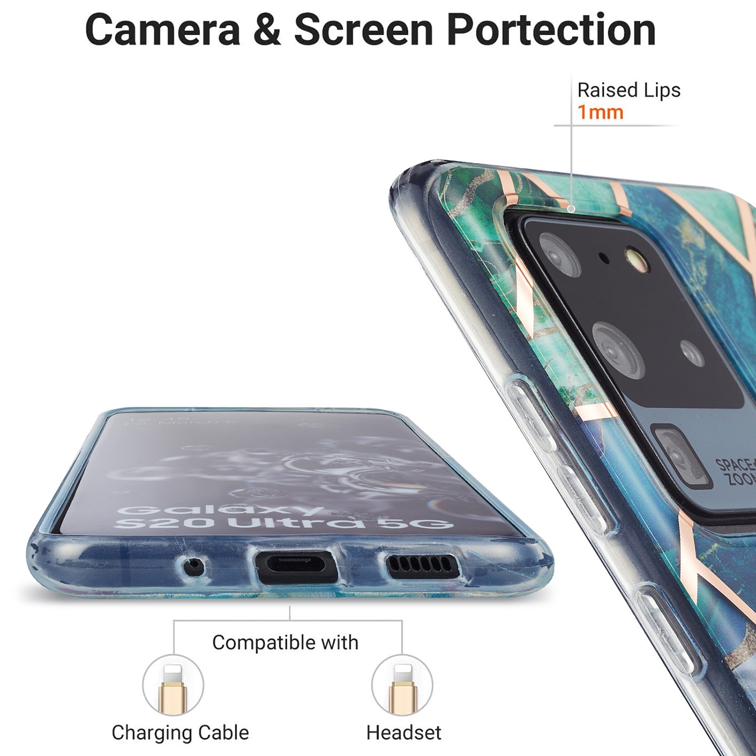 Marble Pattern Electroplating IMD 2.0mm TPU Protector Case for Samsung Galaxy S20 Ultra - Style B