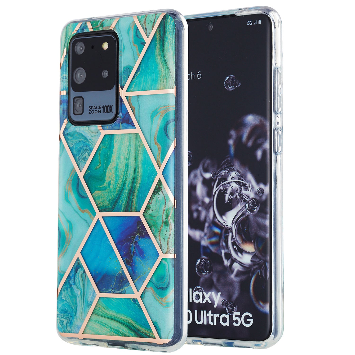 Marble Pattern Electroplating IMD 2.0mm TPU Protector Case for Samsung Galaxy S20 Ultra - Style D