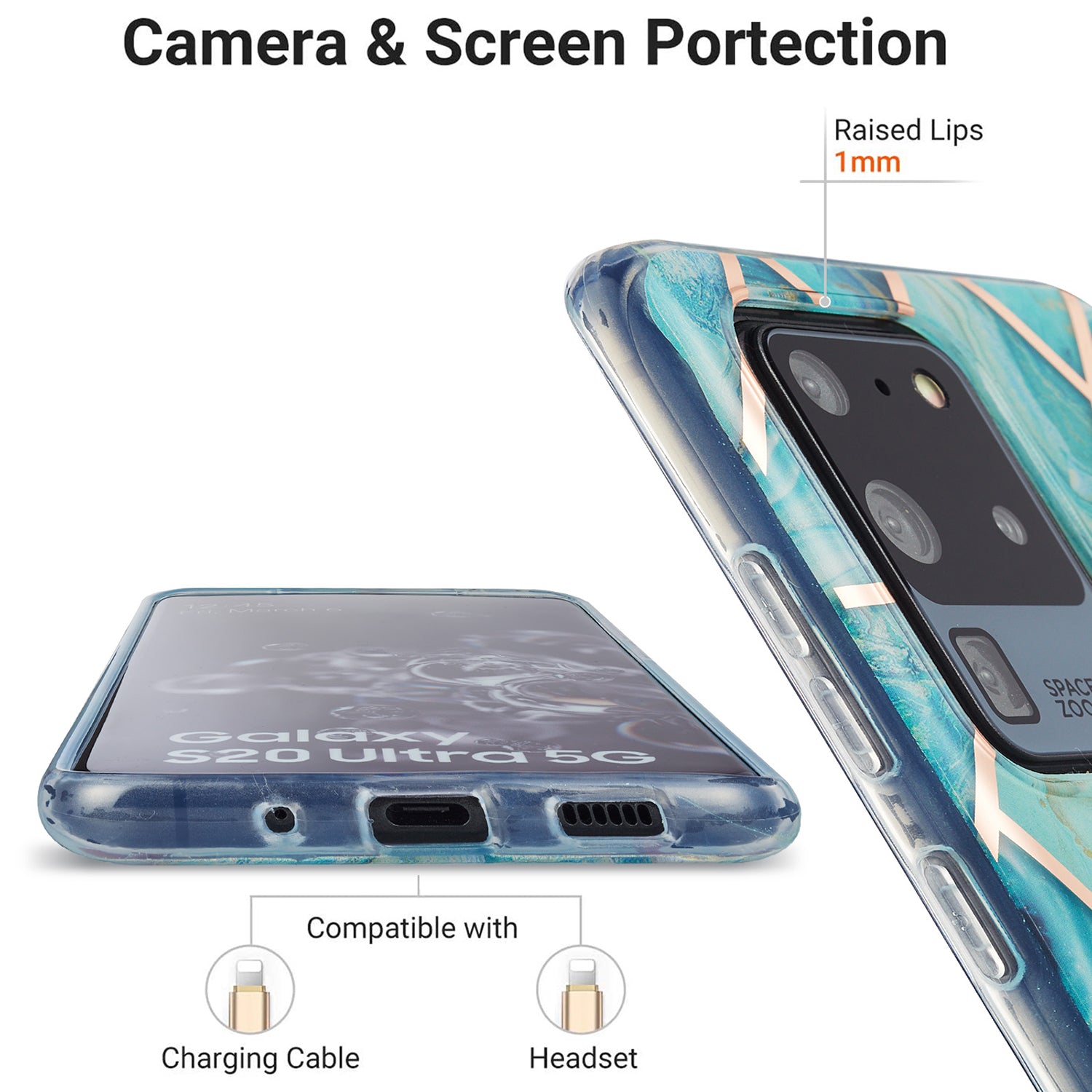 Marble Pattern Electroplating IMD 2.0mm TPU Protector Case for Samsung Galaxy S20 Ultra - Style E